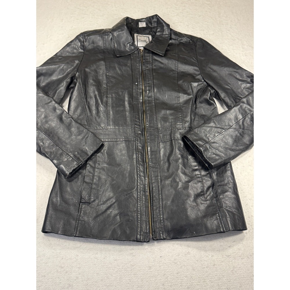 VTG Excelled Collection Y2k‎ Leather Jacket Womens Large Black Water Resistance